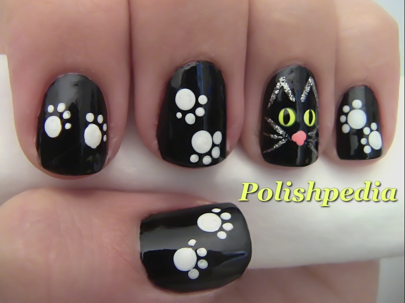 Black Cat Nail Art for Halloween