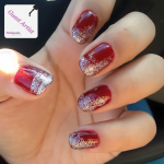 Red Nails With a Silver Glitter Ombre Effect | Polishpedia: Nail Art ...