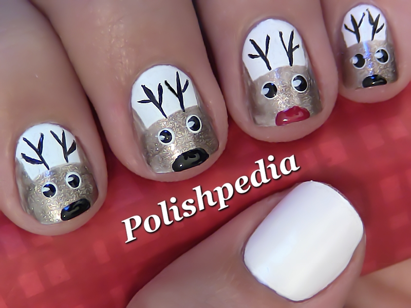 5. Sparkly Reindeer Nail Design - wide 7