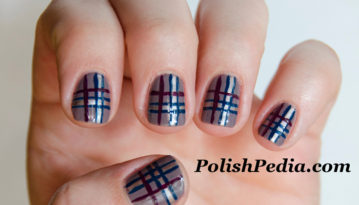Plaid Nail Art Design in Gray - wide 1